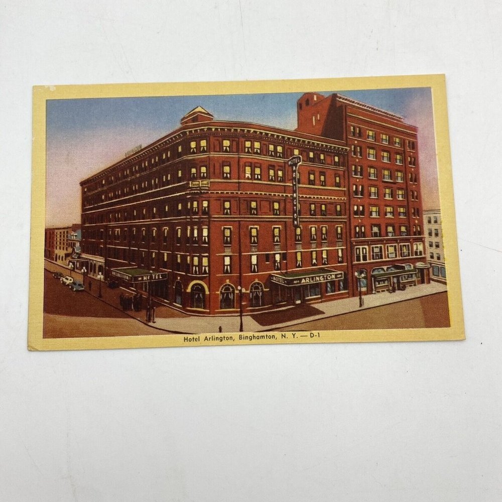 Vintage Binghamton NY Postcard Hotel Arlington Linen Colorcraft Unposted
